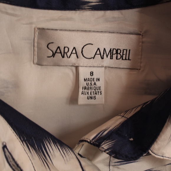 Sara Campbell 50's Style Blue and White Button Front Dress with Waist Tie - Picture 7 of 7